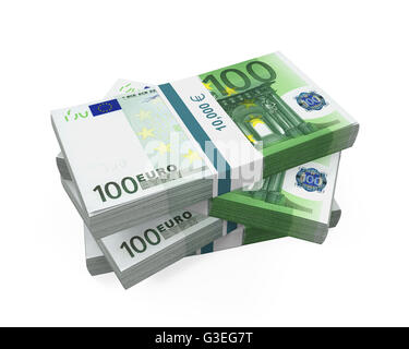 Stapel von 100 Euro-Banknoten Stockfoto