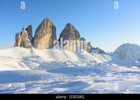 Drei Zinnen, Tre Cime, Italien, Bozen (Südtirol), Südtirol, Alto Adige, Naturpark Drei Zinnen, Tre Cime di Lavaredo, Dolomiten, Stockfoto