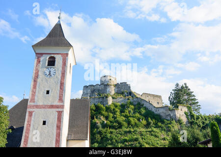 Ortsteil Klamm, Burgruine Klamm, Pfarrkirche St. Martin, Österreich, Niederösterreich, Niederösterreich, Wiener Alpen, Breitenst Stockfoto