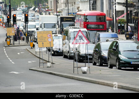Straßenarbeiten im Zentrum von London Stockfoto