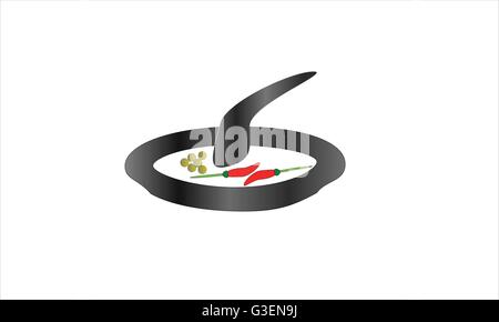 Stößel und Mörtel Vektor-Konzept für Heimindustrie Geschäft Chili Stock Vektor