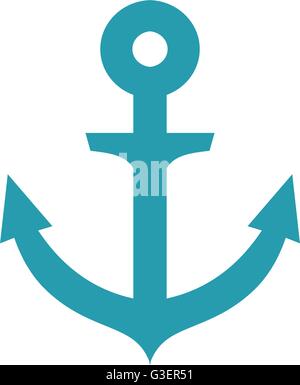 Bild der blaue flache Anker isoliert auf weißem Hintergrund. Stock Vektor