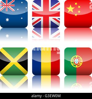 Quadratische Nationalflagge gesetzt auf einem weißen Hintergrund. Vektor-Illustration. Stock Vektor