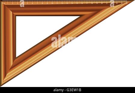 Hölzerne Dreieck Lineal auf einem weißen Hintergrund. Vektor-Illustration. Stock Vektor