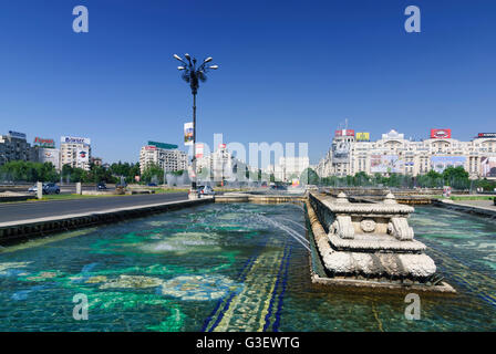 Boulevard Bulevardul Unirii mit dem Palast des Parlaments am Ende, Rumänien Bukarest Bucuresti Stockfoto