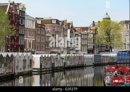 Singel Bloemenmarkt, Amsterdam, Holland, Niederlande Stockfoto