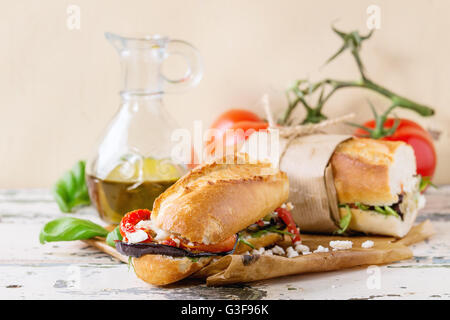 Vegetarische Baguette-sandwich Stockfoto