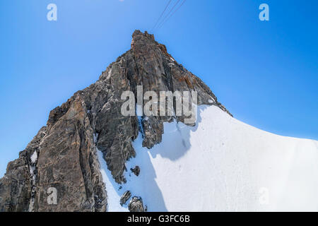 Pointe Helbronner Berg - 3462 m, Montblanc-massiv in den Alpen (Mont Blanc), Courmayeur, Aostatal, Italien Stockfoto