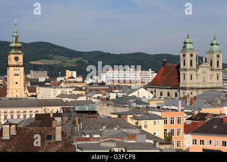 Österreich, Oberösterreich, Linz, Skyline, Gesamtansicht, Stockfoto