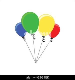 Reihe von bunten Luftballons-Vektor-Illustration isoliert auf weißem Hintergrund. Stock Vektor