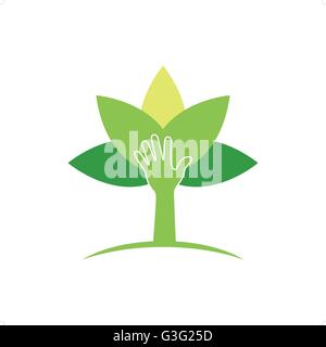 Schutz kreativer Symbol Anlagenkonzept. Moderne Landtechnik-Logo-Design-Vorlage. Schild-Form mit Werk in negati Stock Vektor