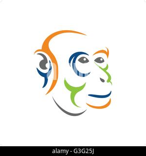Vektor abstrakte Logo Symbol in angesagten flache Style - Affe unterzeichnen auf dem weißen Hintergrund Stock Vektor