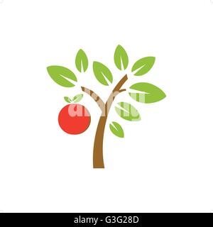Vektor Apfel Obstbaum isoliert auf weißem Hintergrund. Stock Vektor