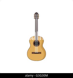 Hölzerne Akustikgitarre Vektor-Illustration isoliert auf weißem Hintergrund. Stock Vektor