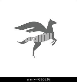 Fliegenden Pferd mit Flügeln Silhouette Symbol Vektor-Illustration isoliert auf weißem Hintergrund. Stock Vektor