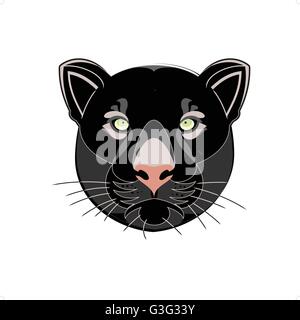 Schöne schwarze Panther Kopf Silhouette Vektor-Illustration isoliert auf weißem Hintergrund. Stock Vektor