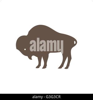 Buffalo silhouette Vektor-Illustration isoliert auf weißem Hintergrund. Stock Vektor