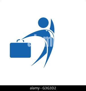 Geschäftsmann mit einem Aktenkoffer-Symbol-Vektor-Illustration isoliert auf weißem Hintergrund. Stock Vektor
