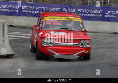 Ein 1970 NSU TT Rennen bei Aarhus Classic Rennen 2016 in Aarhus (Dänemark) Stockfoto