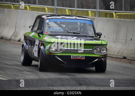 Ein 1968 NSU TT Rennen bei Aarhus Classic Rennen 2016 in Aarhus (Dänemark) Stockfoto