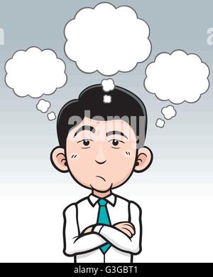 Vektor-Illustration Karikatur Geschäftsmann denken Stock Vektor