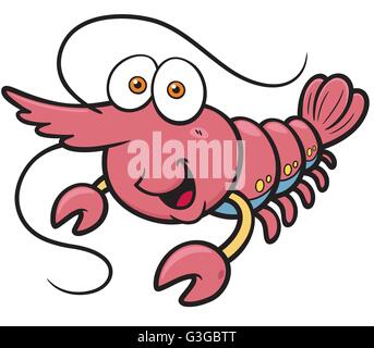 Vektor-Illustration von Garnelen cartoon Stock Vektor