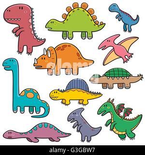 Vektor-Illustration von Dinosaurier Comic-Figuren Stock Vektor