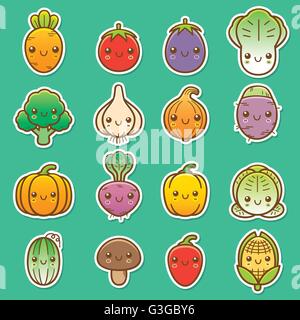 Vektor-Illustration von Cartoon Gemüse set Stock Vektor
