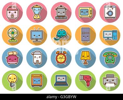 Vector Illustration der Haushaltsgeräte und Elektronik Stock Vektor