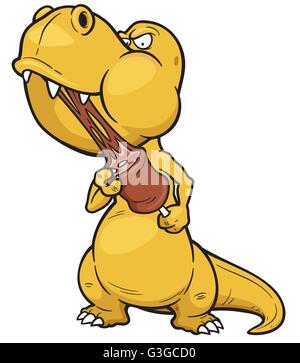 Vektor-Illustration Comic Dinosaurier Essen Stock Vektor