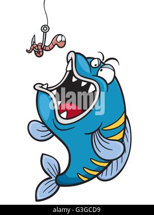 Vektor-Illustration von Fisch mit Angelhaken Stock Vektor