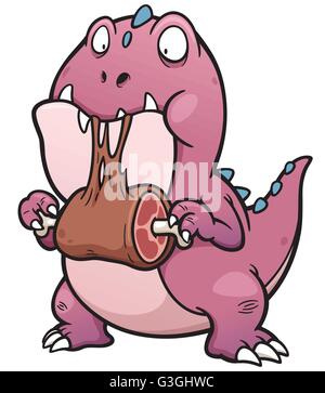 Vektor-Illustration Comic Dinosaurier Essen Stock Vektor