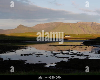 Weiße Haus auf Sanday von Canna, Schottland Stockfoto