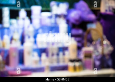Verschwommene Darstellung Kosmetik-Messe Stand. Defokussierten Bild für Nutzung im Hintergrund Stockfoto