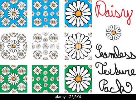 Daisy-unter dem Motto Textur-set Stock Vektor