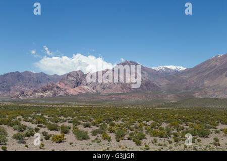 Landschaft entlang der National Route 7 durch Anden-Gebirge nahe der Grenze in Argentinien. Stockfoto