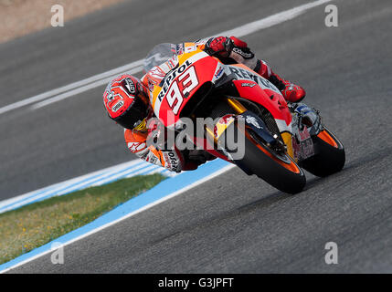 Jerez, Spanien. 23. April 2016. #93 Marc MARQUEZ (SPA) Repsol Honda Team während des Trainings in der MotoGp Grand Prix Red Bull von Spanien. © Pablo Morano/Pacific Press/Alamy Live-Nachrichten Stockfoto