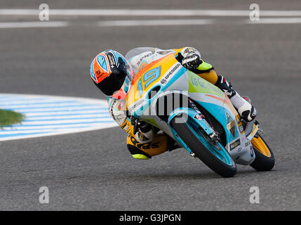 Jerez, Spanien. 23. April 2016. #19 Gabriel RODRIGO (ARG) RBA Racing Team KTM während des Trainings in der MotoGp Grand Prix Red Bull von Spanien. © Pablo Morano/Pacific Press/Alamy Live-Nachrichten Stockfoto