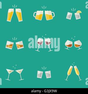 Clink Gläser Symbole. Stock Vektor