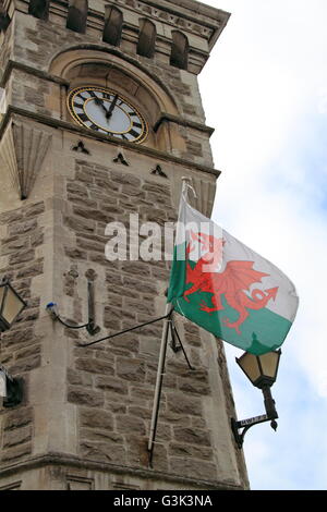 Uhrturm der Stadt, Hay-on-Wye, Powys, Wales, Großbritannien, Deutschland, UK, Europa Stockfoto