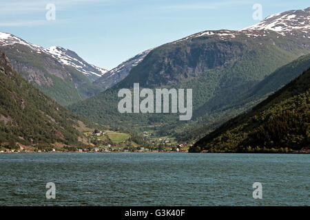 Norddal auf golden Route Ålesund, Ørskog, Vestre, Stordal, Linge, Valldal, Tafjord, Eidsdal,, Eide, Geiranger, Sunnmøre, Norwegen Stockfoto