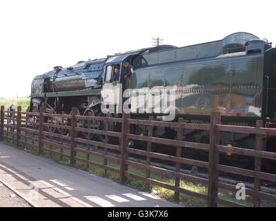 Abendstern, die letzte Dampflokomotive gebaut für British Rail station Quorn Stockfoto