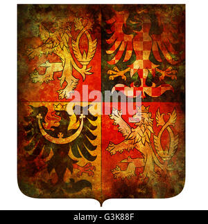 alten isoliert über weißen Wappen der Tschechischen Republik Stockfoto
