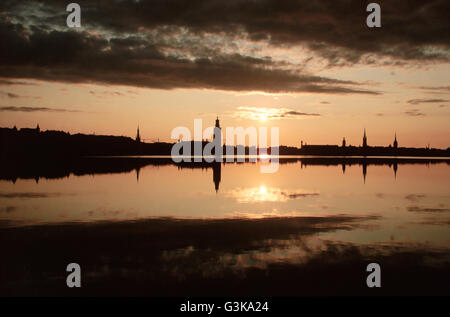 Schweden, Stockholm Anzeigen der alten Stadt im Sonnenaufgang Stockfoto