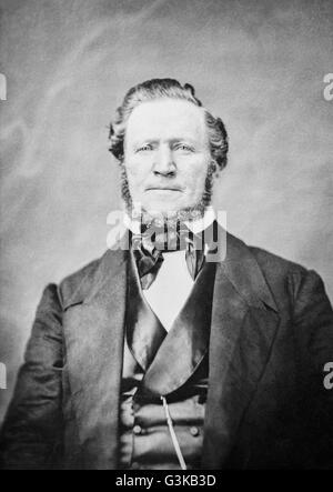 Brigham Young (1801 – 1877) war eine frühe und einflußreiche Führer der Mormonen (Kirche der Heiligen oder LDS) Bewegung, ein Pionier und ein Polygamist, die Salt Lake City gegründet und war der erste Gouverneur des Utah-Territoriums. Portraitfoto von Matthew Brady (zwischen 1855 und 1865). Stockfoto