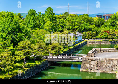 Graben von Nijo Burg in Kyoto Stockfoto