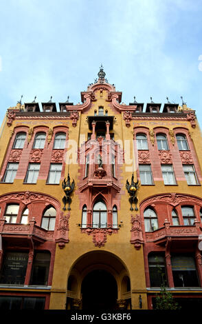 Jugendstil-Gebäude in der Piotrkowska-Straße in Lodz Polen Stockfoto