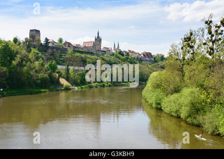 Mit Blick auf die Altstadt und den Fluss Neckar, Deutschland, Baden-Württemberg, Heilbronner Land, Bad Wimpfen Stockfoto