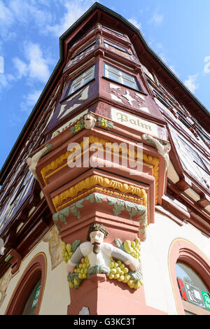 Neid-Kopf auf Haus Palm'sches Haus, Deutschland, Baden-Württemberg, Odenwald, Mosbach Stockfoto