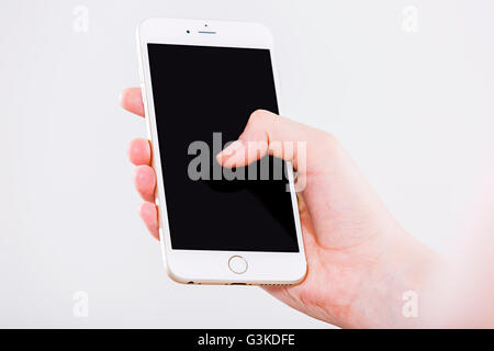 1 Erwachsene Frau Qualität Handy Stockfoto